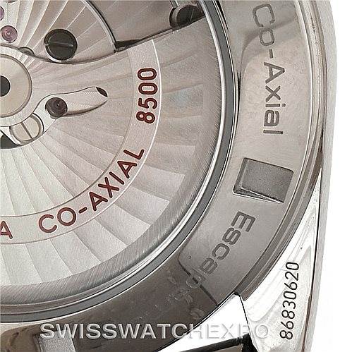 The image shows a close-up of the movement and inner casing of the Omega Aqua Terra 231.13.42.21.06.001 Men
s Stainless Steel Grey Dial 231.13.42.21.06.001 Men
s Stainless Steel Grey Dial Co-Axial watch model.