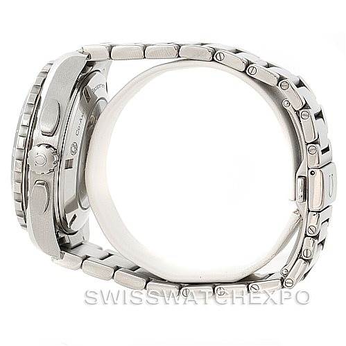 The image shows a side view of an Omega Aqua Terra 231.10.44.52.06.001 Men
s Stainless Steel Grey Dial 231.10.44.52.06.001 Men
s Stainless Steel Grey Dial watch, highlighting the bracelet, clasp, crown, and case.