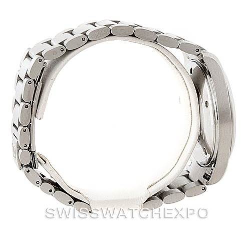 The image shows a side view of the Omega Aqua Terra 2517.80.00 Men
s Stainless Steel Blue Dial 2517.80.00 Men
s Stainless Steel Blue Dial watch, highlighting its metal bracelet and case.