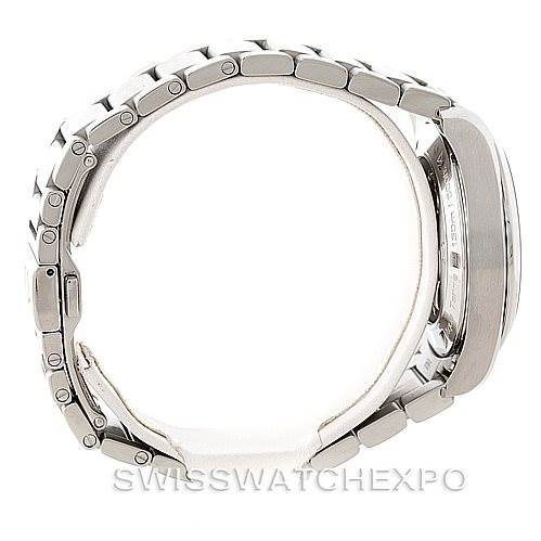 The image shows a side view of the Omega Aqua Terra 231.10.39.61.02.001 Men's Stainless Steel Silver Dial 231.10.39.61.02.001 Men's Stainless Steel Silver Dial watch, highlighting its stainless steel case and bracelet.