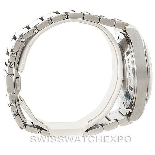 Side view of the Omega Aqua Terra 231.10.43.22.01.001 Men
s Stainless Steel Black Dial 231.10.43.22.01.001 Men
s Stainless Steel Black Dial watch showing the bracelet and the side of the case.