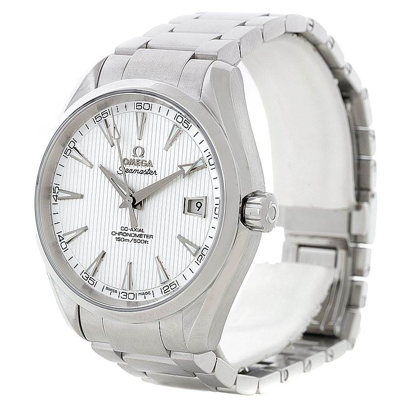 The image shows a front and slightly angled view of an Omega Aqua Terra 231.10.42.21.02.001 Men
s Stainless Steel Silver Dial 231.10.42.21.02.001 Men
s Stainless Steel Silver Dial watch, displaying the dial, bezel, crown, and metal bracelet.