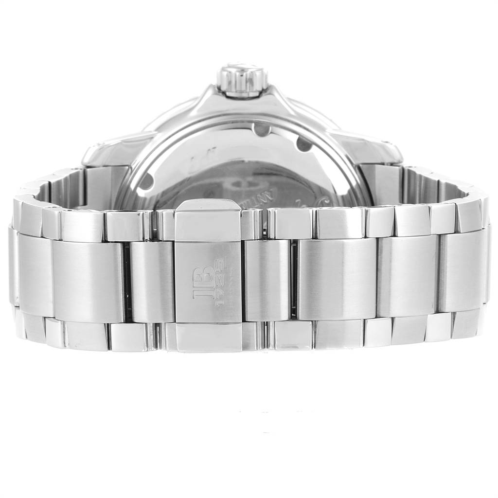 This image shows the rear view of the Blancpain Fifty Fathoms 5015-1130-71 Men's Stainless Steel Black Dial 5015-1130-71 Men's Stainless Steel Black Dial watch, highlighting the stainless steel bracelet and clasp.