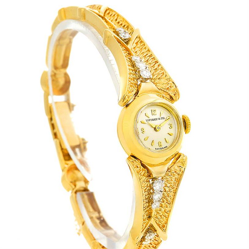 Tiffany 14k Yellow Gold Diamond Vintage Ladies Cocktail Watch 4803 SwissWatchExpo