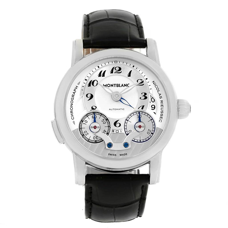 MontBlanc Nicolas Rieussec Chronograph Silver Dial Mens Watch 106595 SwissWatchExpo