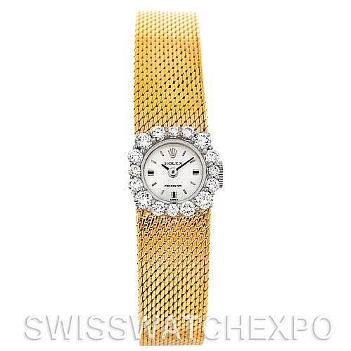 The image shows a Rolex Cocktail Women's Yellow Gold Silver Dial Women's Yellow Gold Silver Dial model watch from a front angle, displaying the face, dial, bezel, and bracelet.