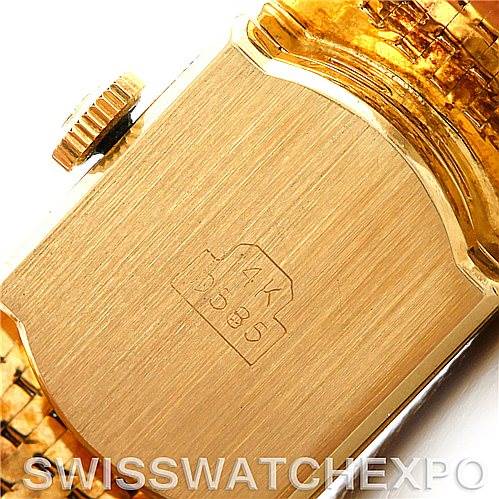 Close-up of the back and side view of a Rolex Cocktail 4281 Women's Yellow Gold Champagne Dial 4281 Women's Yellow Gold Champagne Dial model showing the clasp and part of the bracelet.