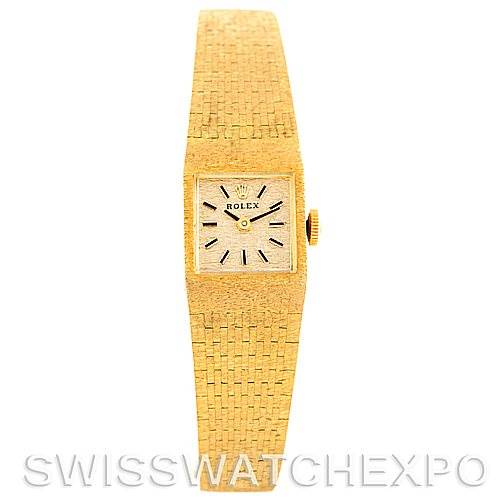 The image shows a front view of the Rolex Cocktail 4281 Women's Yellow Gold Champagne Dial 4281 Women's Yellow Gold Champagne Dial model watch featuring its face, case, and bracelet.