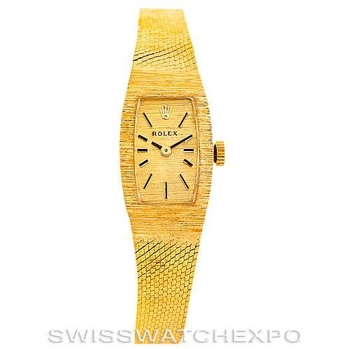 The image shows a Rolex Cocktail 8422 Women's Yellow Gold Champagne Dial 8422 Women's Yellow Gold Champagne Dial model watch from a front view, displaying the face, band, crown, and dial.