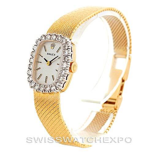 Rolex Vintage Ladies 14k Yellow Gold Diamond Cocktail Watch 8265 SwissWatchExpo