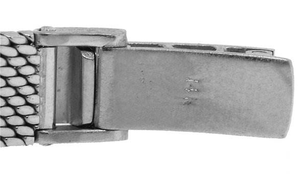 This image shows the clasp of a Rolex Cocktail 8032 Women's White Gold Silver Dial 8032 Women's White Gold Silver Dial model watch at a close-up angle.