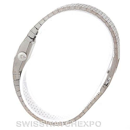 The image shows a side view of the Rolex Cocktail 2159 Women's White Gold Silver Dial 2159 Women's White Gold Silver Dial model, highlighting its bracelet and crown.