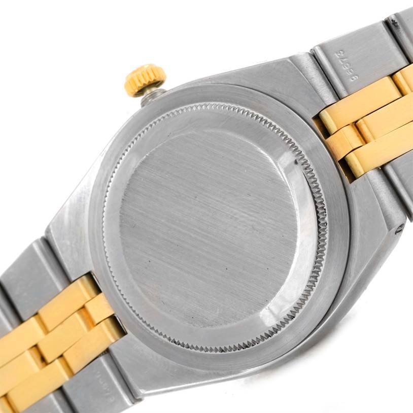 This image shows the back case and part of the bracelet of the Rolex Vintage Collection 1630 Men's Stainless Steel Champagne Dial 1630 Men's Stainless Steel Champagne Dial watch.