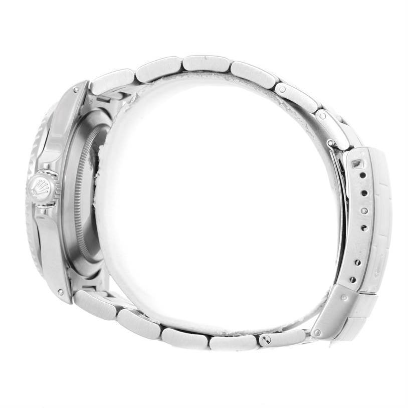 The image shows a side view of a Rolex Vintage Collection 168000 Men's Stainless Steel Black Dial 168000 Men's Stainless Steel Black Dial watch, highlighting its bracelet and clasp.