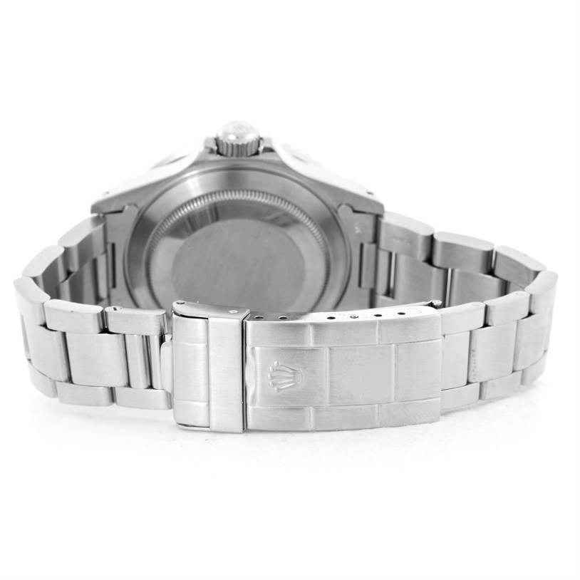 The image shows the back case and metal bracelet clasp of the Rolex Vintage Collection 168000 Men's Stainless Steel Black Dial 168000 Men's Stainless Steel Black Dial model watch.