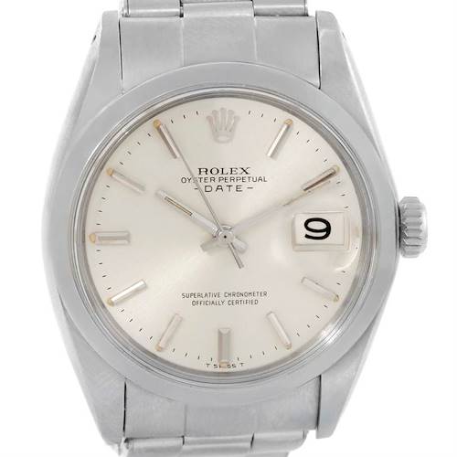 Photo of Rolex Date Vintage Mens Stainless Steel Silver Dial Watch 1500