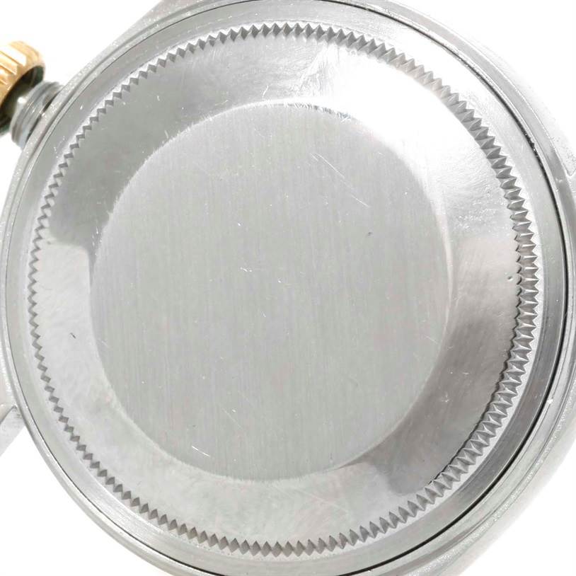 This is the rear view of the case back of a Vintage Collection model by Rolex.