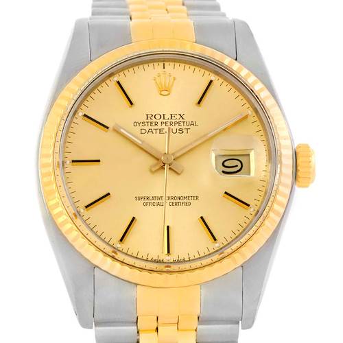 Photo of Rolex Datejust Vintage Steel Yellow Gold Acrylic Crystal Watch 16013