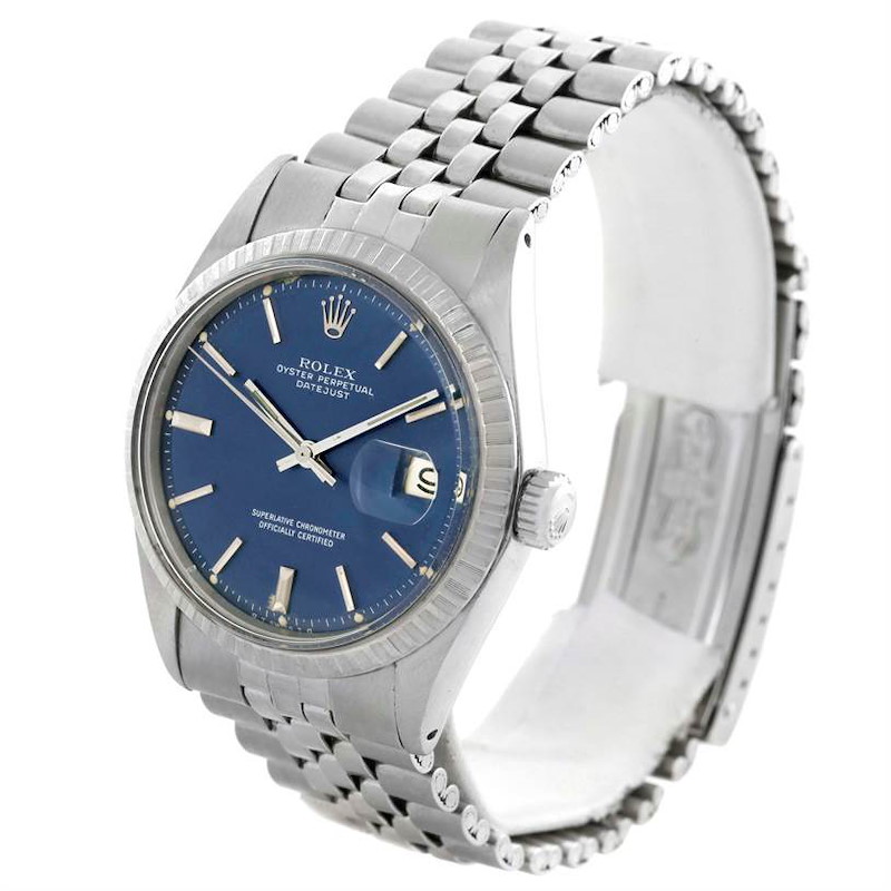 Rolex Datejust Vintage Mens Stainless Steel Blue Dial Watch 1603 SwissWatchExpo