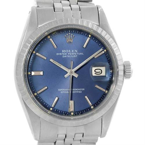 Photo of Rolex Datejust Vintage Mens Stainless Steel Blue Dial Watch 1603