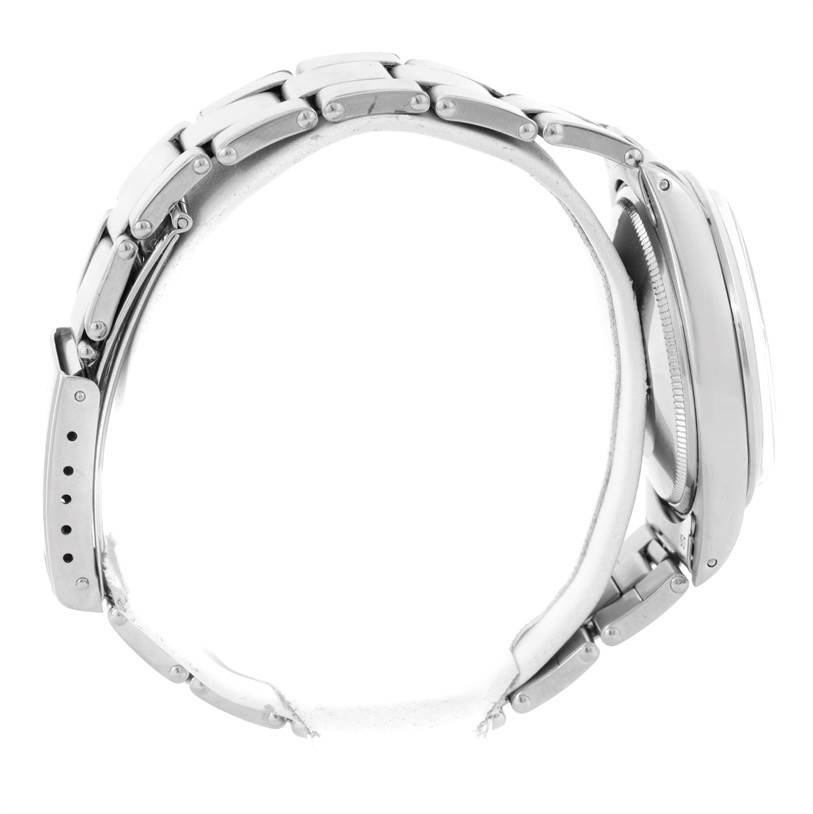 The side view of the Rolex Vintage Collection 1500 Men's Stainless Steel Silver Dial 1500 Men's Stainless Steel Silver Dial watch shows the bracelet and case with a focus on the clasp and side profile.