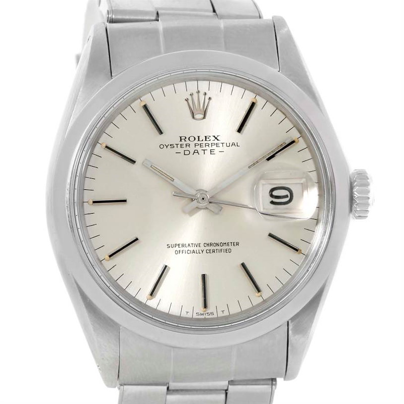 Rolex Date Vintage Mens Stainless Steel Silver Dial Watch 1500 ...