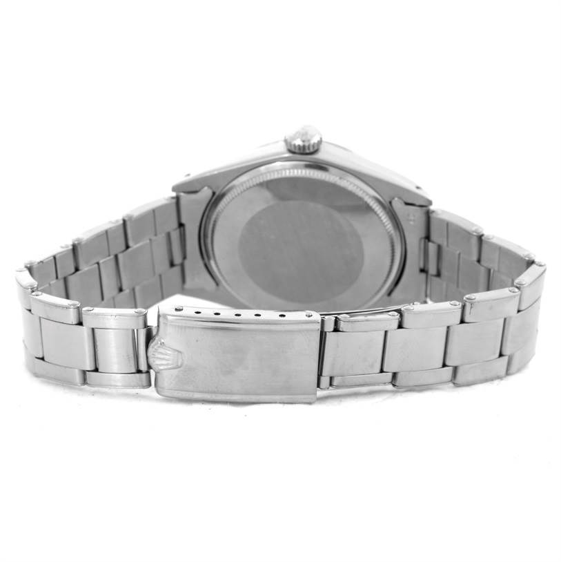 The image shows the backside and bracelet clasp of the Rolex Vintage Collection 1500 Men's Stainless Steel Silver Dial 1500 Men's Stainless Steel Silver Dial watch.