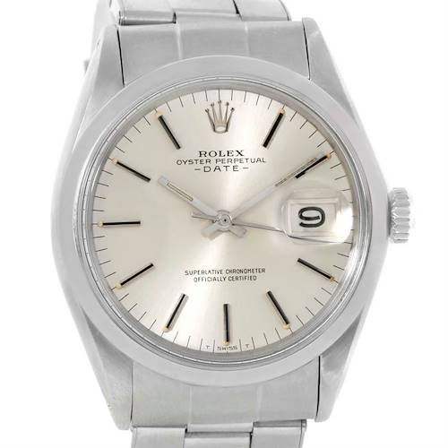 Photo of Rolex Date Vintage Mens Stainless Steel Silver Dial Watch 1500