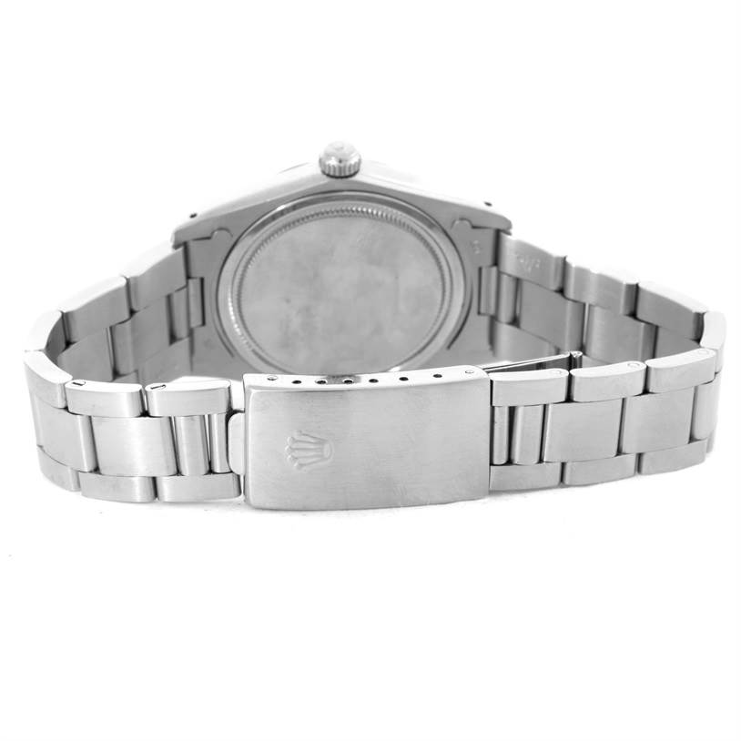 This image displays the back view of a Rolex Vintage Collection 6694 Men's Stainless Steel Black Dial 6694 Men's Stainless Steel Black Dial watch, highlighting the clasp and bracelet.