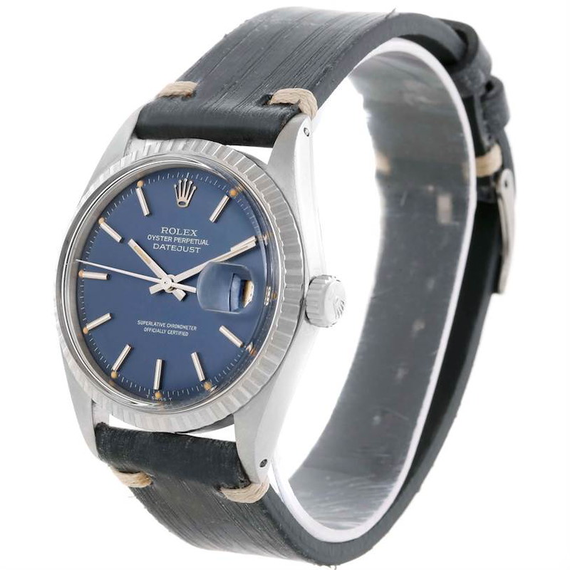 Rolex Datejust Vintage Blue Dial Stainless Steel Mens Watch 1603 SwissWatchExpo