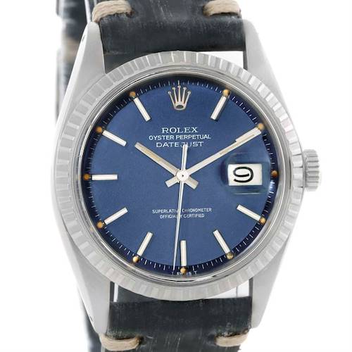 Photo of Rolex Datejust Vintage Blue Dial Stainless Steel Mens Watch 1603