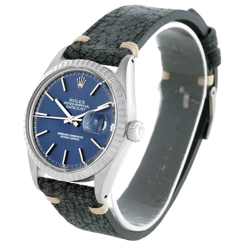 Rolex Datejust Vintage Mens Stainless Steel Blue Dial Watch 16030 SwissWatchExpo