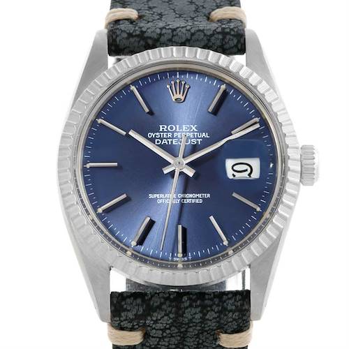 Photo of Rolex Datejust Vintage Mens Stainless Steel Blue Dial Watch 16030