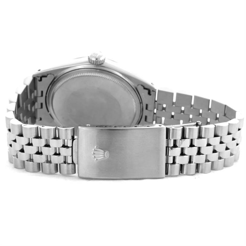 The image shows the back case and clasp of the Rolex Vintage Collection 1603 Men's Stainless Steel Silver Dial 1603 Men's Stainless Steel Silver Dial watch.