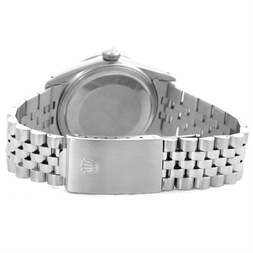 The image shows the back case and stainless steel bracelet of the Rolex Vintage Collection 16030 Men's Stainless Steel Silver Dial 16030 Men's Stainless Steel Silver Dial model.