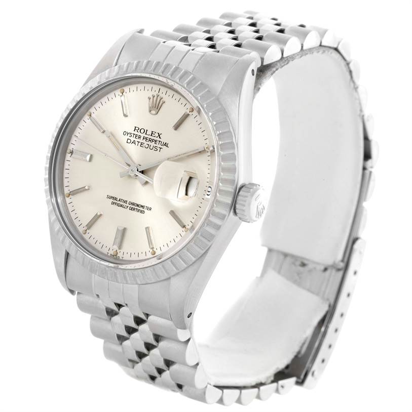 This Rolex Vintage Collection 16030 Men's Stainless Steel Silver Dial 16030 Men's Stainless Steel Silver Dial Datejust model watch is shown at a front angle, highlighting the face, bezel, and bracelet.