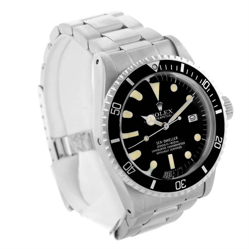 The Rolex Vintage Collection 1665 Men's Stainless Steel Black Dial 1665 Men's Stainless Steel Black Dial watch is shown at a three-quarter angle, highlighting the dial, bezel, and metal bracelet.