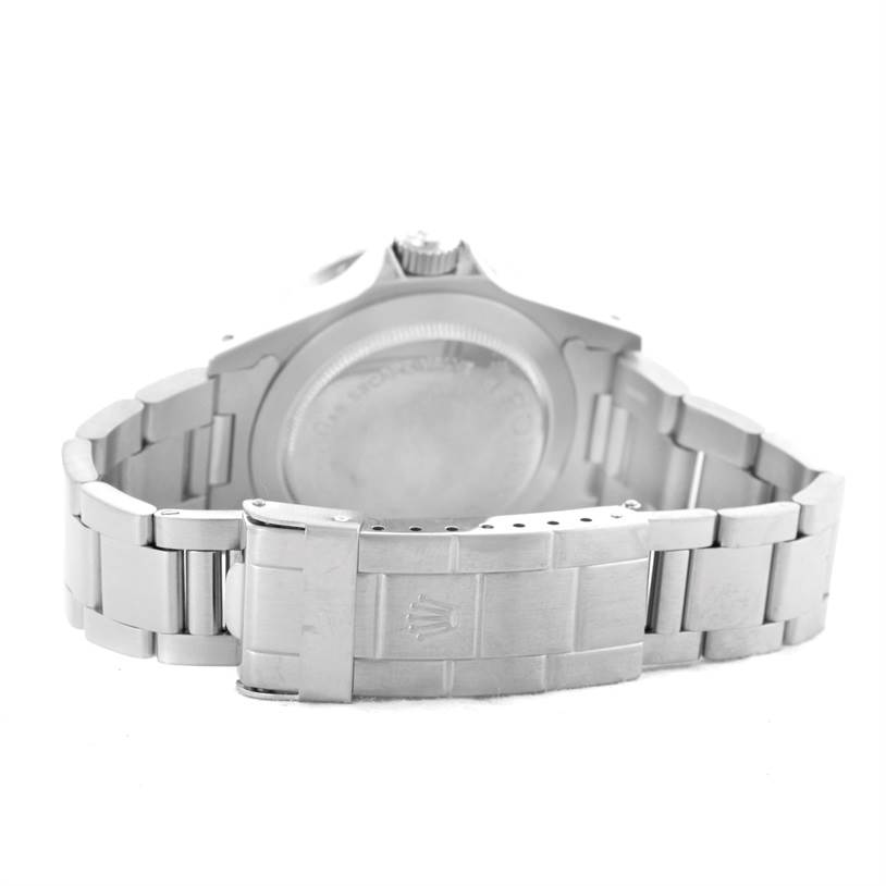 This image shows the back and the clasp of the Rolex Vintage Collection 1665 Men's Stainless Steel Black Dial 1665 Men's Stainless Steel Black Dial watch.