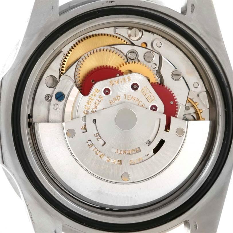 This image shows the internal mechanical movement of a Rolex Vintage Collection 1675 Men's Stainless Steel Black Dial 1675 Men's Stainless Steel Black Dial model, viewed from the back.