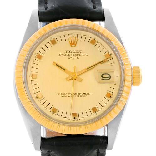 Photo of Rolex Date 14k Yellow Gold Vintage Mens Watch Year 1969