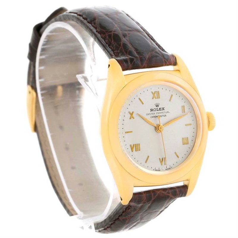 Rolex Bubbleback 18K Yellow Gold Vintage Watch 3131G Box Papers SwissWatchExpo