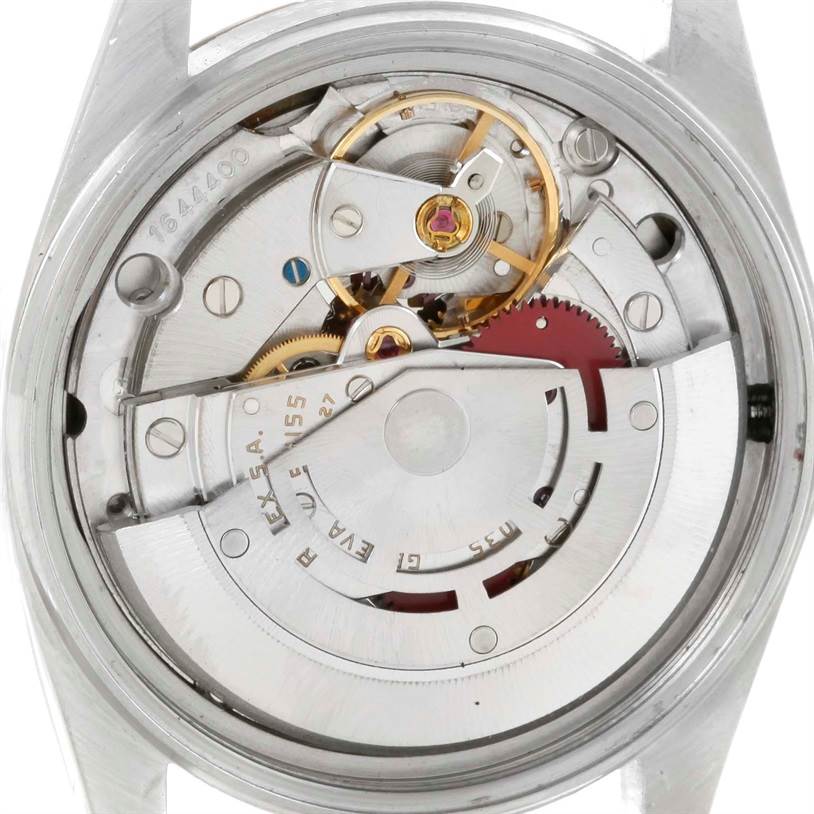 This image shows the back view of the movement mechanism in a Rolex Vintage Collection 16013 Men's Stainless Steel Champagne Dial 16013 Men's Stainless Steel Champagne Dial watch.