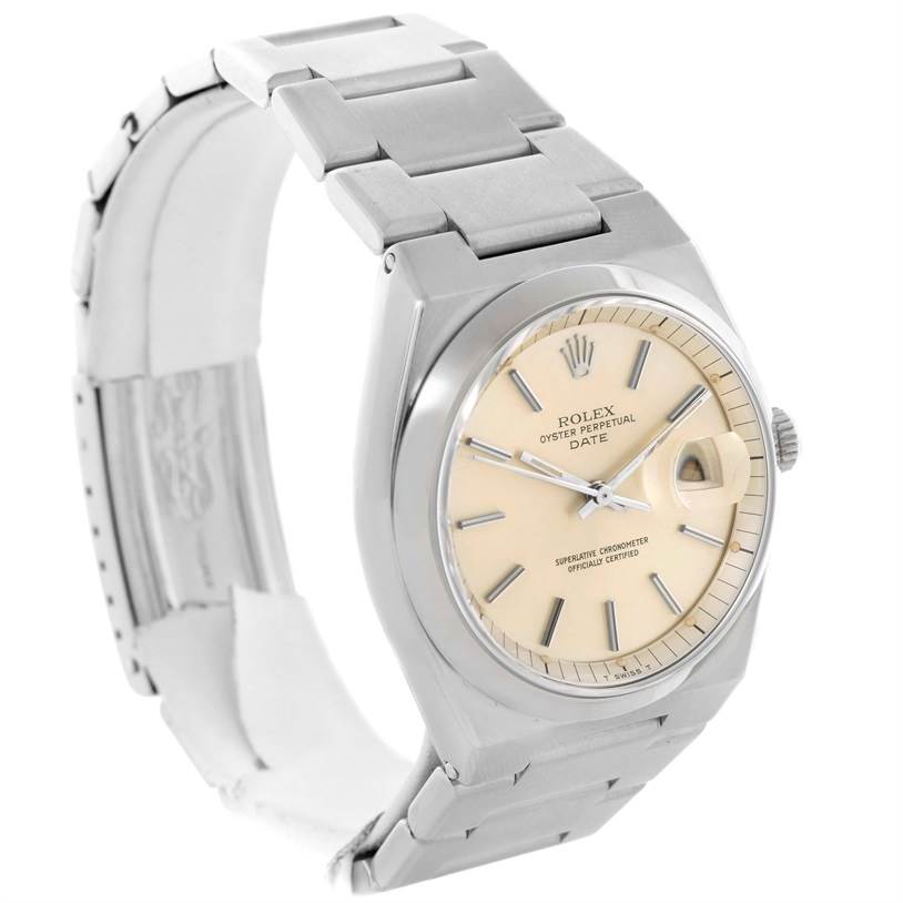 This image shows a Rolex Vintage Collection 1530 Men's Stainless Steel Silver Dial 1530 Men's Stainless Steel Silver Dial watch at a slight angle, displaying the face, bezel, case, crown, and part of the bracelet.