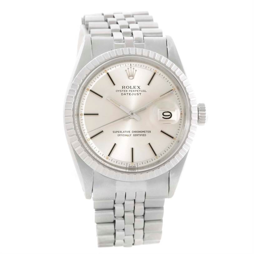 The Rolex Vintage Collection 1603 Men's Stainless Steel Silver Dial 1603 Men's Stainless Steel Silver Dial model is shown from the front, displaying the face, bezel, crown, and bracelet.
