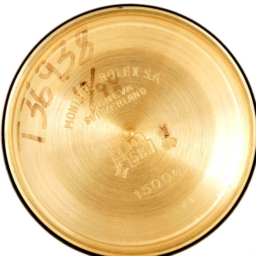 The image shows the interior face of the back cover of a Vintage Collection model by Rolex.