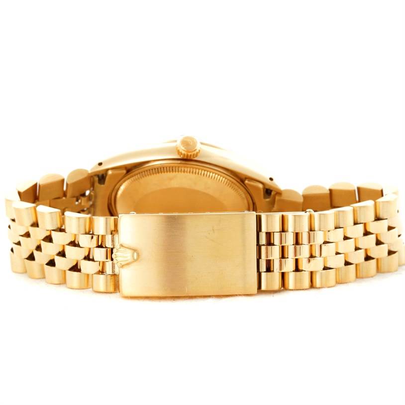 The image shows the back view of the Rolex Vintage Collection 15037 Men's Yellow Gold Black Dial 15037 Men's Yellow Gold Black Dial watch, focusing on the bracelet and clasp.