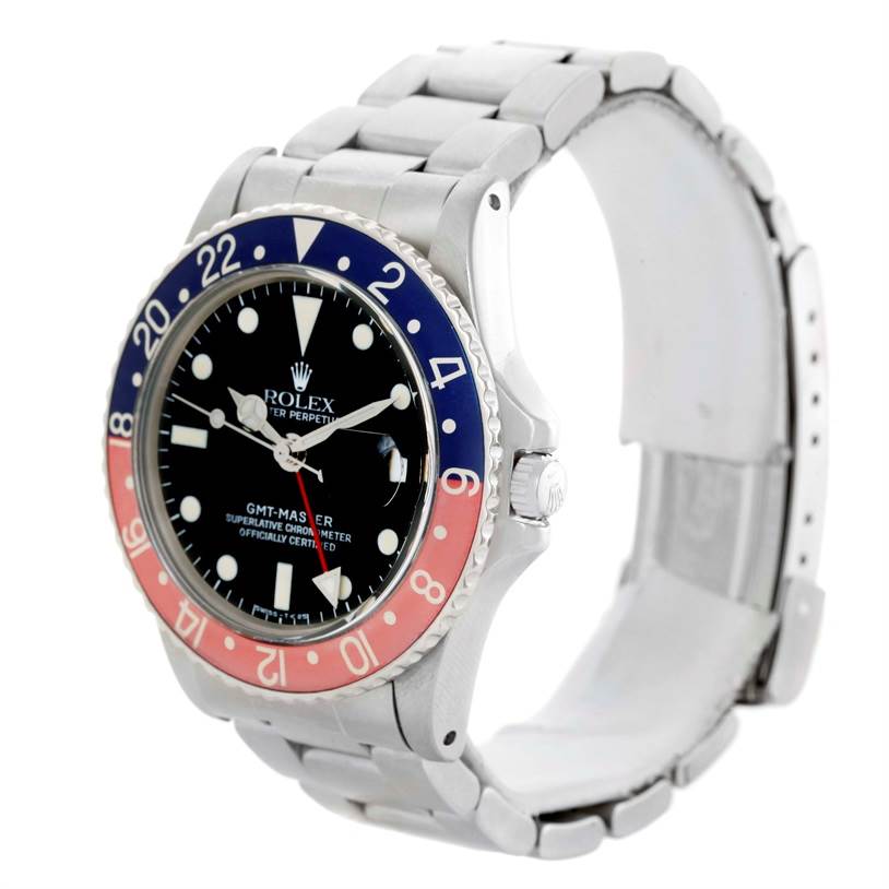 This image shows a Rolex Vintage Collection 16750 Men's Stainless Steel Black Dial 16750 Men's Stainless Steel Black Dial model, focused on the watch face, bezel, and metal bracelet from a three-quarter angle.