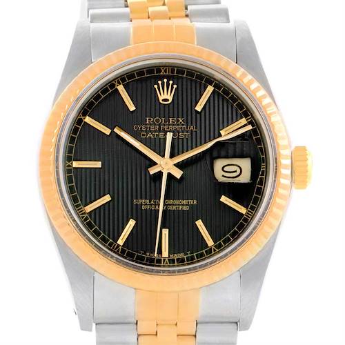 Photo of Rolex Datejust Steel Yellow Gold Tapestry Dial Vintage Watch 16013