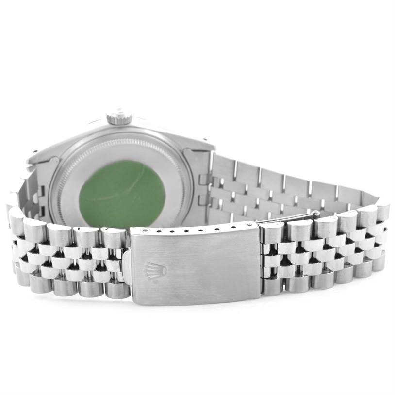 This image shows the back view of a Rolex Vintage Collection 16014 Men's Stainless Steel Silver Dial 16014 Men's Stainless Steel Silver Dial watch, focusing on its clasp and bracelet.