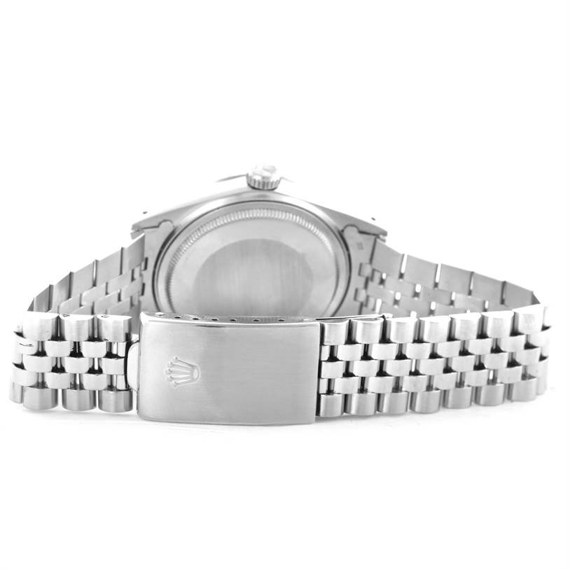 This image shows the back view of the Rolex Vintage Collection 16030 Men's Stainless Steel Silver Dial 16030 Men's Stainless Steel Silver Dial watch, focusing on the clasp and bracelet.